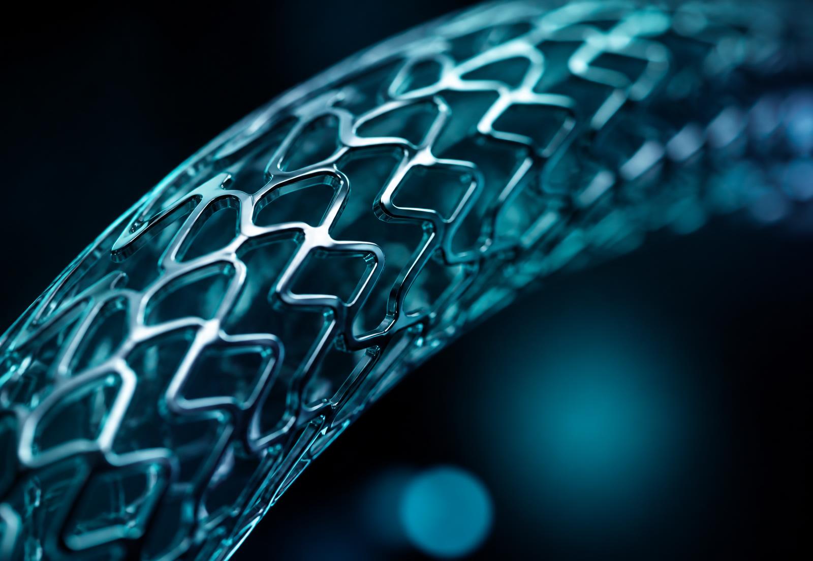 Macro view of a polished coronary stent mesh